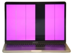 MacBook Pro 2017 mit vertikalen Streifen auf dem Display, ein typisches Symptom für Flexgate